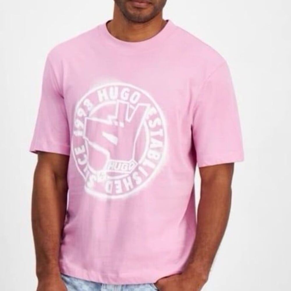 HUGO BOSS pink graphic logo tee